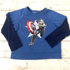 Boys 4T Captain America Crewneck Sweatshirt Long Sleeve Top Kids Blue Size 4